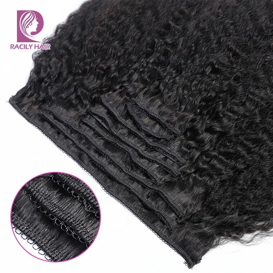 Cena Racily włosy Afro perwersyjne proste spinki do włosów w doczepy z ludzkich włosów 8 sztuk zestaw klip Ins brazylijski Remy włosy 10 26 cali uwalnia statek