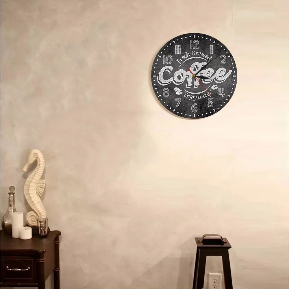 Кофе декоративные настенные часы кухонный Декор декорация для кофейни свежемолотый кофе Наслаждайтесь чашкой настенные часы для кафе