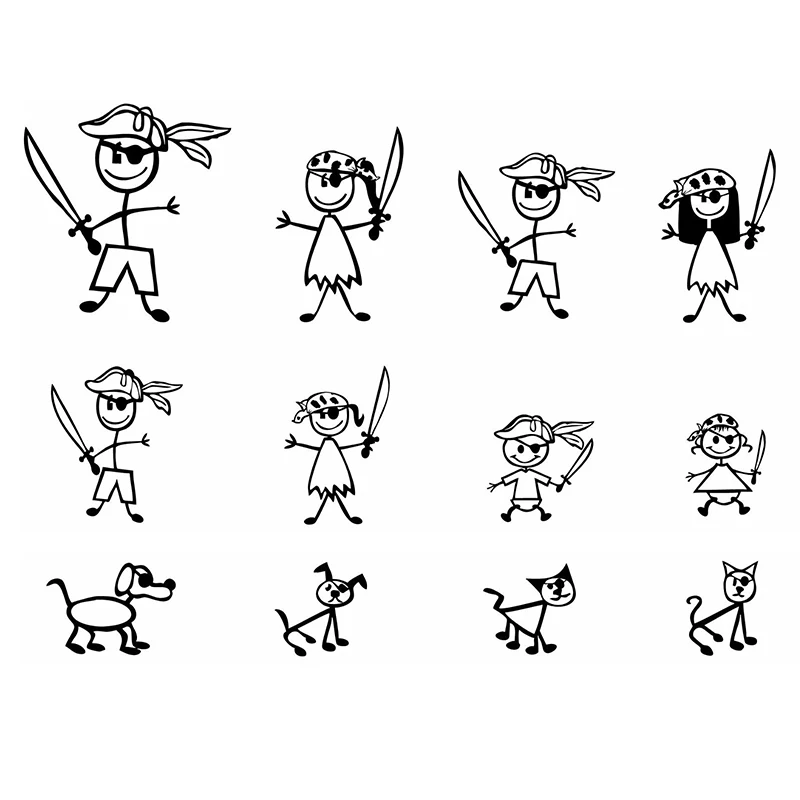 

FOR Pirate Stick Figure Family vinyl Decal Car Window Sticker Pick up to pirates DA-T782(YONGXUN )