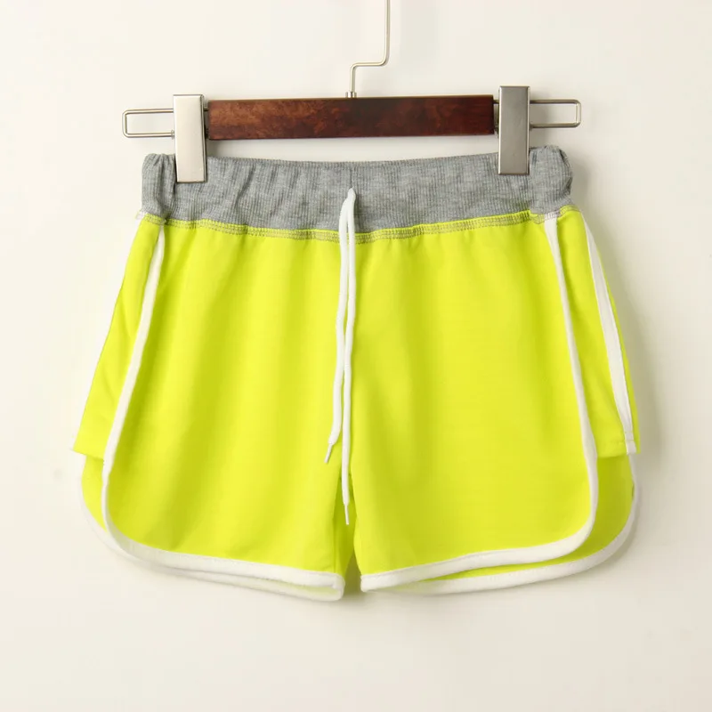 Яркие цвета, хит, летние новые женские Однотонные эластичные обтягивающие шорты для фитнеса в стиле пэчворк, повседневные женские шорты - Цвет: Light green Shorts