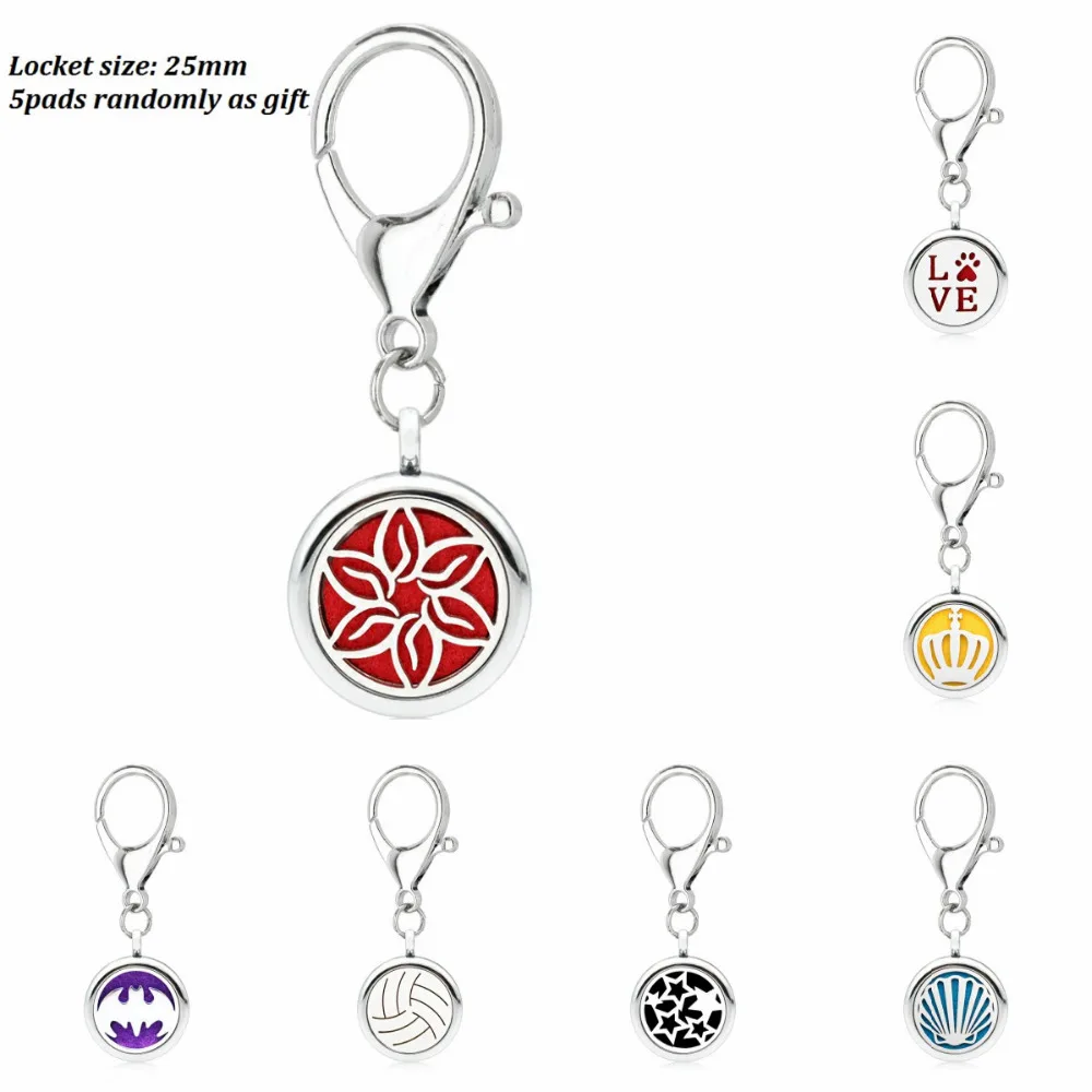 Batman Star Aroma Key Chain Love paw crown 25mm locket essential oil Locket Perfume Diffuser with Lobster clasp chain +5pads | Украшения и