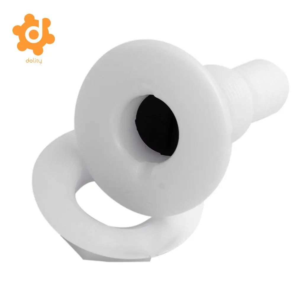 White Plastic Thru-Hull Bilge Pump and Aerator Hose Fitting for 3/4' Hose