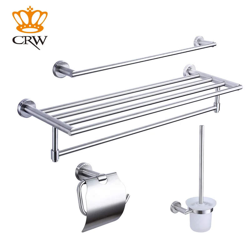 CRW Bathroom Accessories Set,Towel Bar,Toilet Brush Holder,Toilet Paper