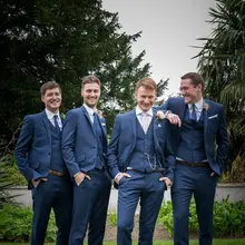 Bule Bestmen костюмы жениха, выполненный на заказ вечерние смокинги с отворотом, два блейзер с пуговицами(куртка+ брюки+ галстук-бабочка+ носовые платки+ жилет