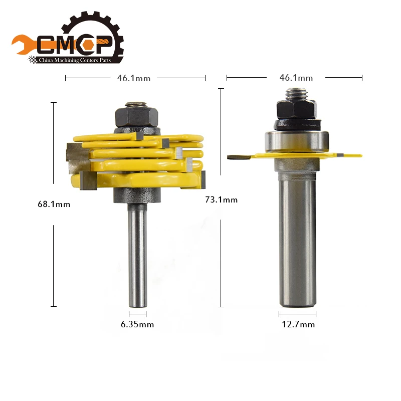 

CMCP 2pcs/set 1/2" 1/4" ShankT-Slot Router Bit Adjustable 3 Wing Slot Wood Cutter For Power Tool wood Milling Cutters