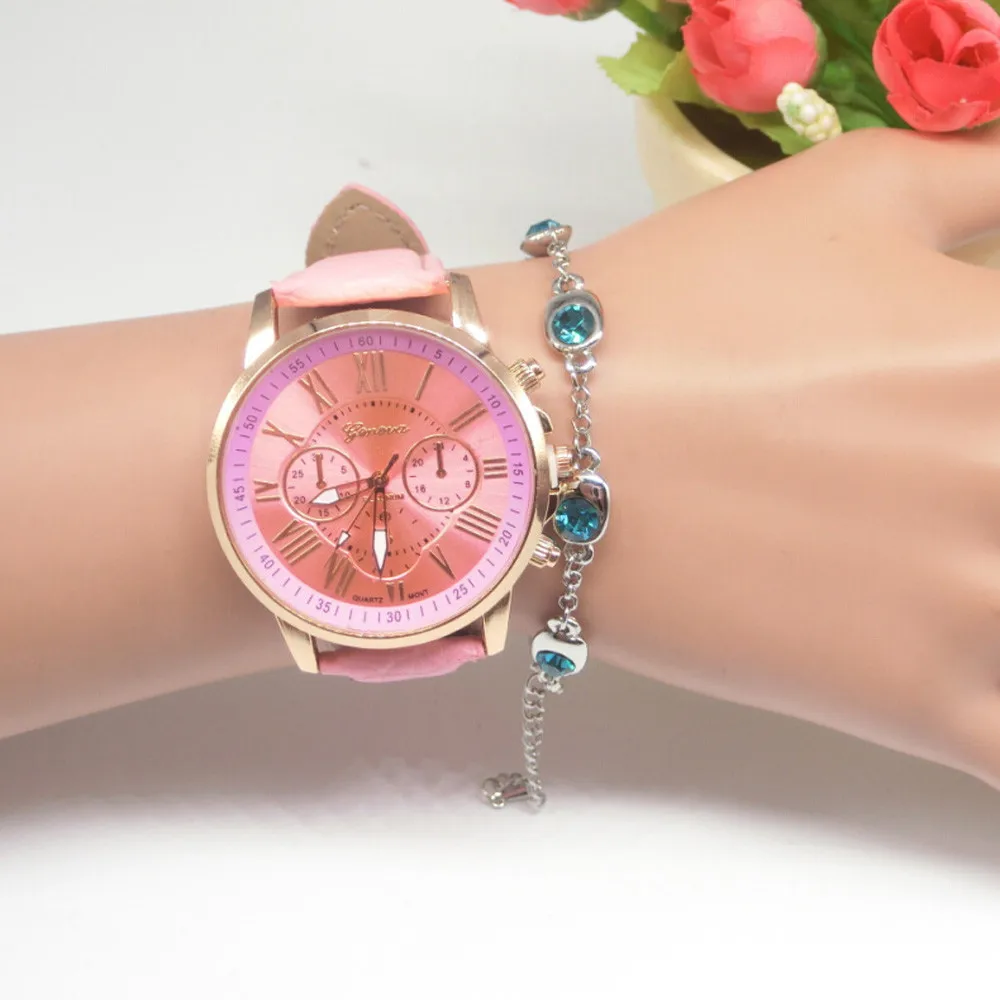 

Women Bracelet Watch Korean Fashion Trend Geneva Ladies Fake Three-eye Casual Gold Men's Wrist Watches Couple Belt Table Quartz