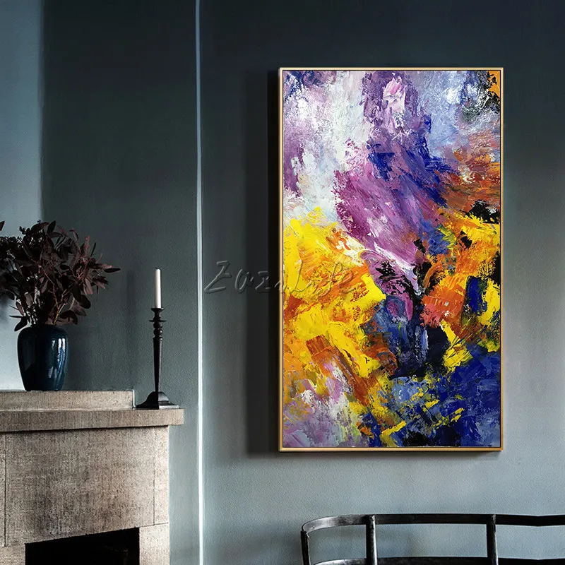 

Canvas oil painting caudros decoracion palette knife texture acrylic abstrac color Wall art Picture For Living Room Home Decor05