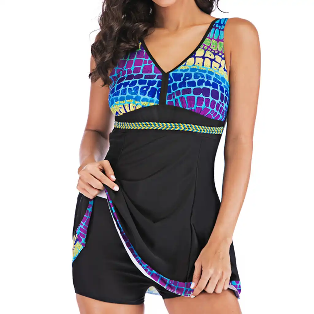 chamsgend women plus size gradient tankini swimju
