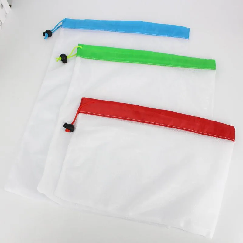 15pcs Reusable Washable Mesh Bags For Grocery Shopping Fruit Vegetable Toys Sundries Organizer Storage Eco Friendly