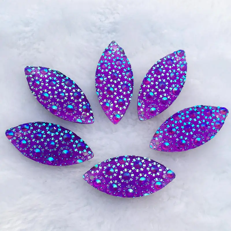 

YUSDTSHA 17*36mm 10pcs Shine Crystal AB Color Sew On Rhinestone Sew On Stones Spacer buttons for DIY Garment Jewelry S343