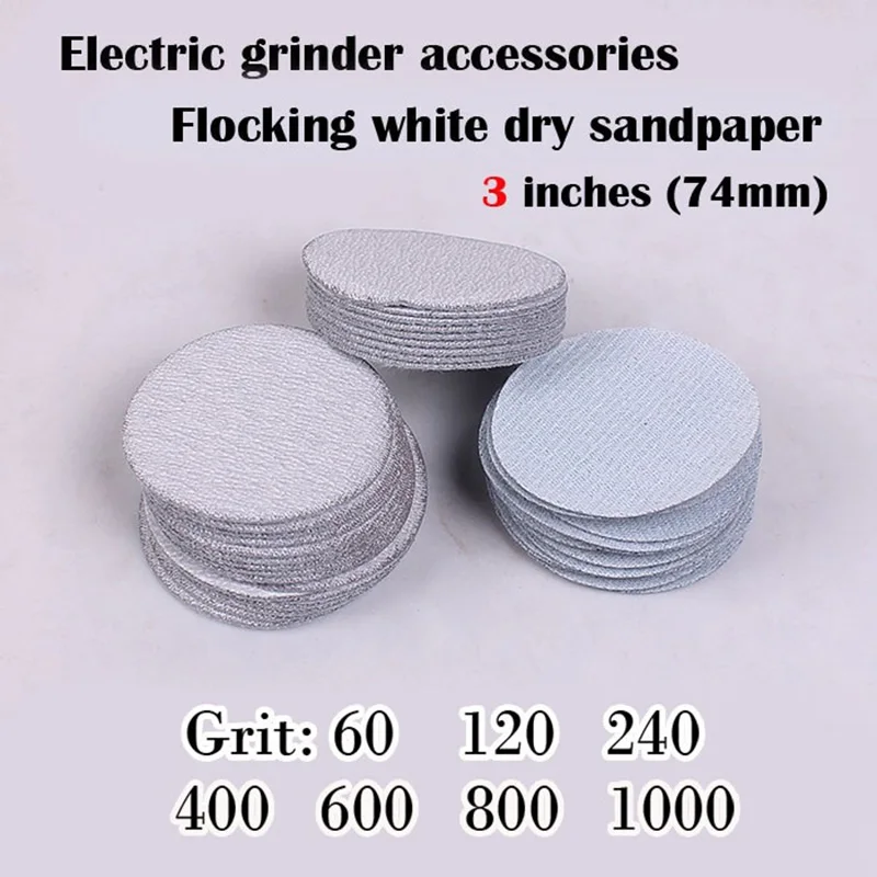 

200 PCS 3 Inches Abrasive Paper Dry Sandpaper No Sanding Disc Electric Grinder Accessories Schuurpapier Rotary Tool Set Polish