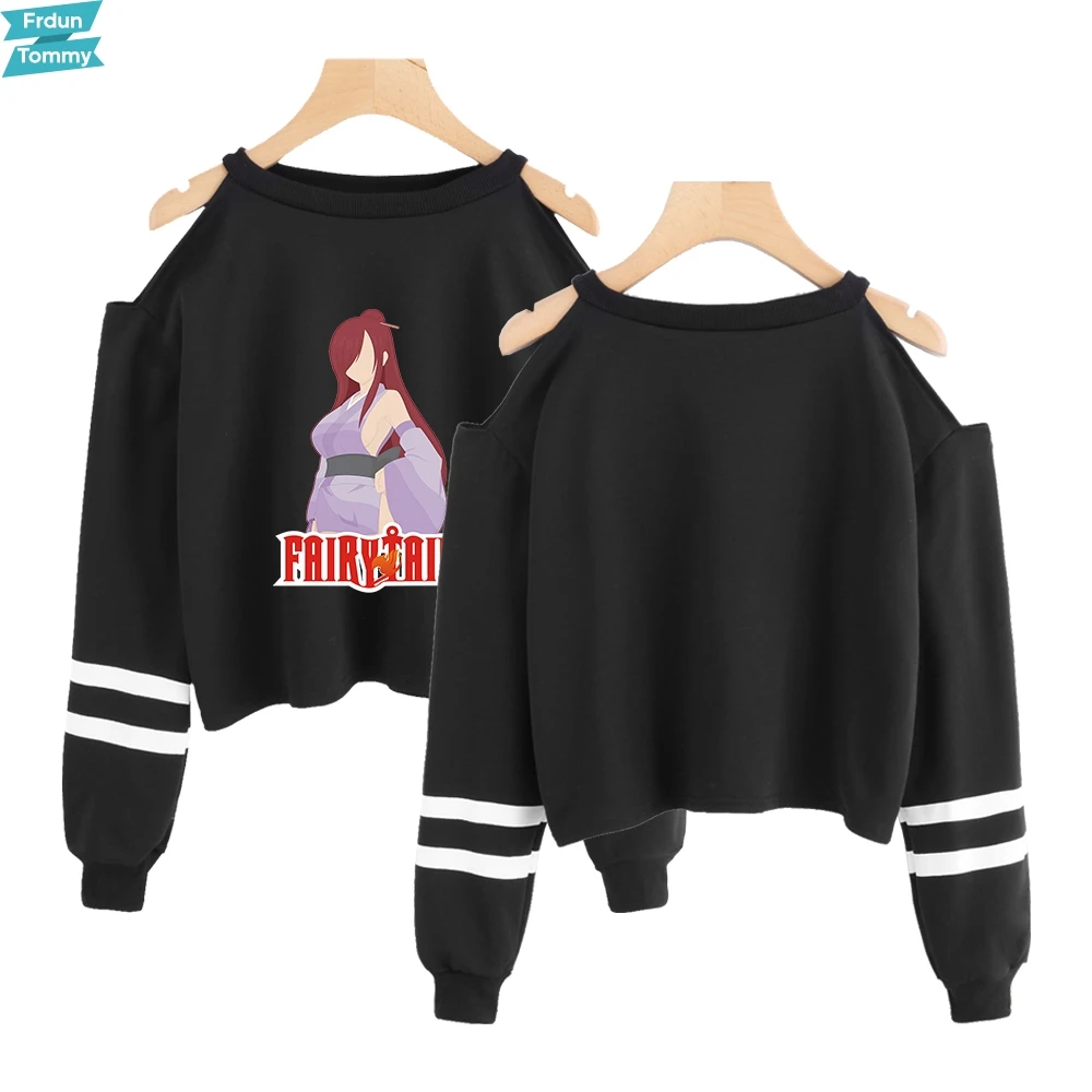 Укороченный летний топ FAIRY TAIL с открытыми плечами женская одежда длинным рукавом