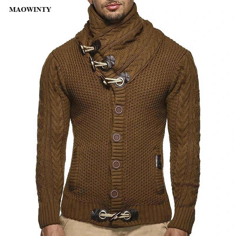 

Turtleneck Sweater Men Long Sleeve Single Breasted Slim Fit Pullovers Sweaters Mens Blouse 2019 Autumn Winter Knitted Pull Homme