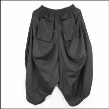 M-5XL Горячий Для мужчин личности штаны-шаровары Новинка брюки длиной до щиколотки свободно висит промежность Штаны брюки парикмахера брюки