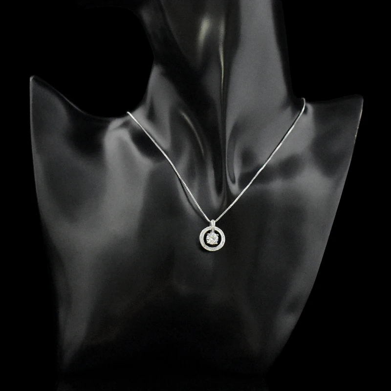 New Fashion 925 Sterling Silver Round AAA Zircon Pendant Necklace Dance Dazzling Rhinestone CZ Drop Necklaces Women Jewelry Gift
