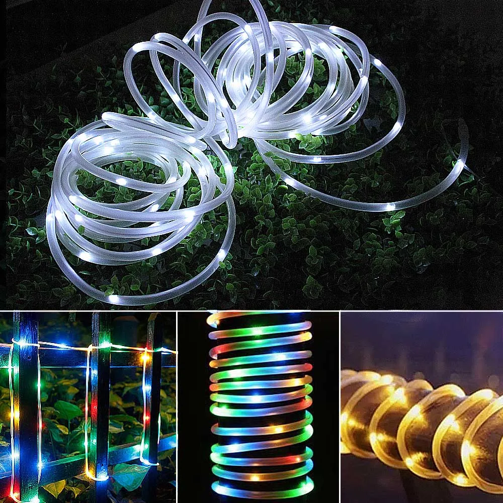 

LED String Lights 12M 7M Rope Tube Garland Home Christmas Wedding Party Decoration Solar Powered Patio Fairy Lights Holiday Lamp