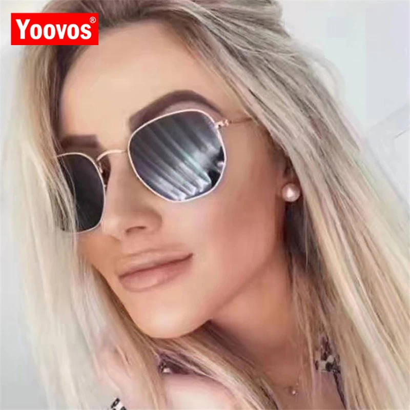 Yoovos 2019 винтажные металлические зеркальные солнцезащитные очки для женщин/мужчин