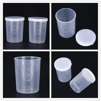 

2Pcs 100ml Plastic Transparent Laboratory Test Measuring Jug Graduated Beaker Container Liquid Measuring Cups Lab Supplies