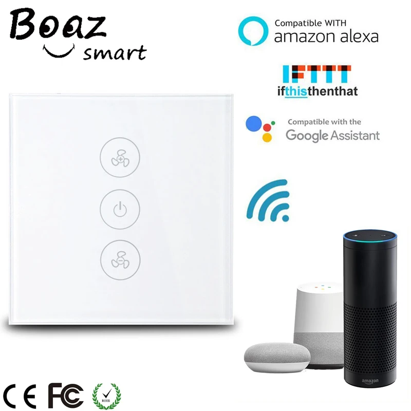 

Boaz Smart wifi Ceiling Fan Switch EU Standard Remote Wifi Control Voice Control Alexa Echo Google Home Tuya Smart