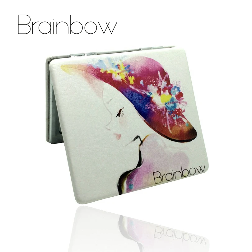 

Brainbow PU Metal Mirrors Makeup Notebook Design Portable Pocket Mirror Colorful Fold Double Sides Personalized Compact Mirror