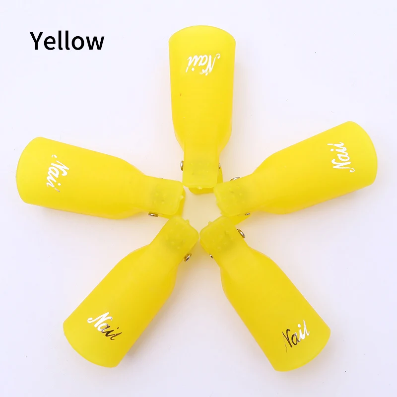 5 шт., пластмассовое средство для снятия гель-лака, замочить колпачок, зажим для УФ-гель-лака, инструмент для обертывания, жидкость для удаления лака, очиститель - Цвет: yellow