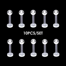 10 шт. Невидимый пирсинг для губ, ювелирное изделие, фиксатор, прозрачный, анти-аллергический пирсинг для тела, 16 г, 8 мм, многофункциональные беруши, 3 мм, женские шарики