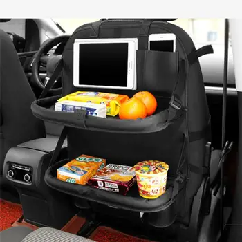 

Car Seat Back Organizer Bag Folding Table Storage Bags Auto Travel PU Leather Protector For Kids Automoblie In Car Accessoires