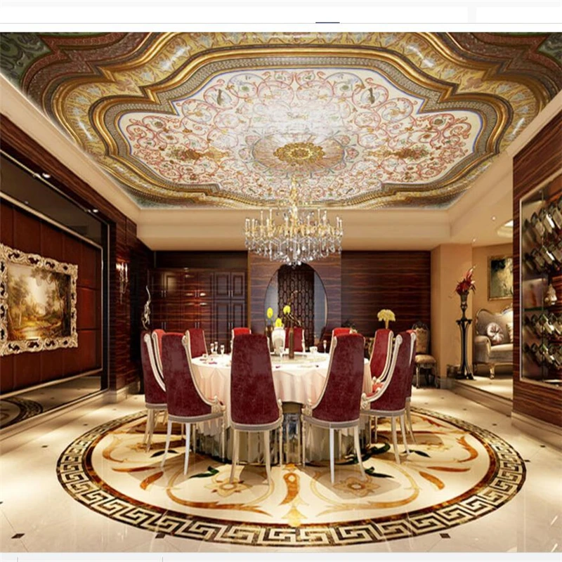 

beibehang Custom wallpaper 3d European royal palace luxury zenith ceiling restaurant decoration 3d wallpaper papel de parede