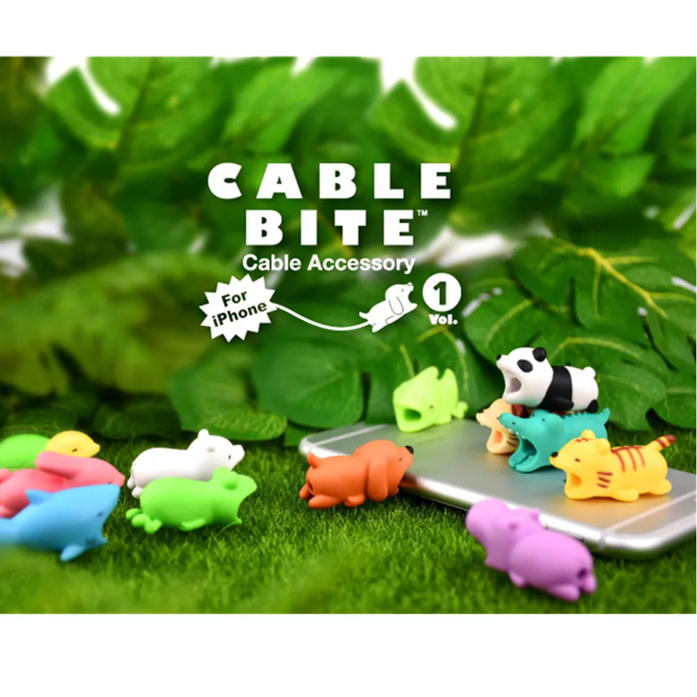 Universal Cable Bite Cartoon Stub Take a Bite Mobile Phone Accessories for iPhone 8 Plus X Charger Port Dust Plug Cable Styling