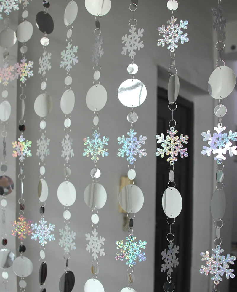 5 м рождественские украшения Шторы со снежинками ПВХ пластик блестки праздничные вечерние принадлежности для дома