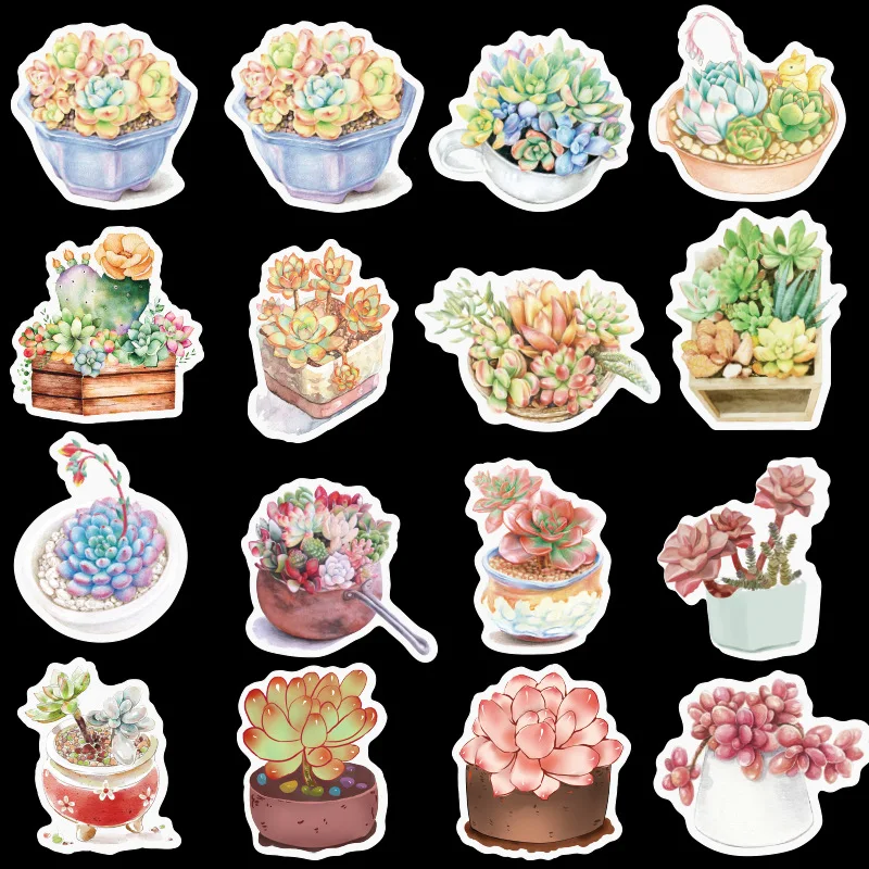 

50 pcs Hand Drawing Succulent plants Cactus sticker Diary Notebook Planner Scrapbooking thin Paper Sticker