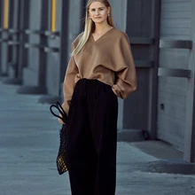 Новая двухсторонняя куртка из шерсти и кашемира с v-образным вырезом, верхняя одежда-осень/зима, женская мягкая теплая Высококачественная куртка