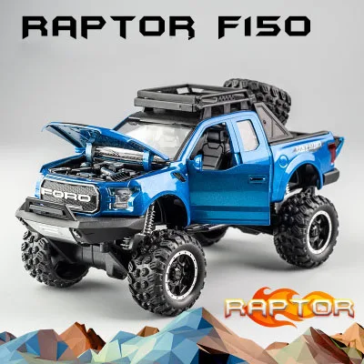 KIDAMI 1:32 Ford Raptor F150 Big Wheel MINIAUTO литая под давлением Модель автомобиля игрушки для детских подарков машинки - Цвет: Big wheel Blue