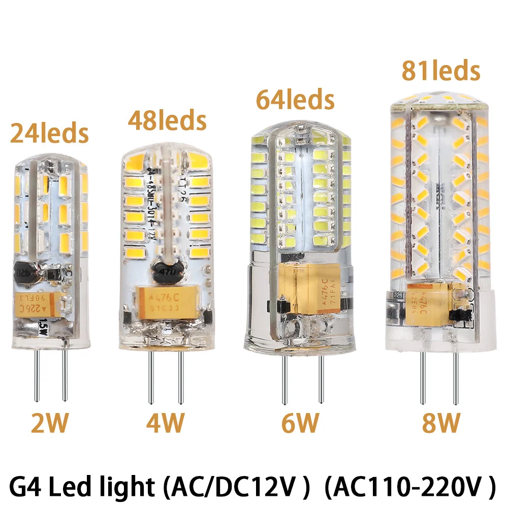 

Led Lamp Replace Halogen-Light Silicone-Bulb Leds 220V G4 SMD3014 2W 4W 6W 8W AC/DC12v AC110V-220V