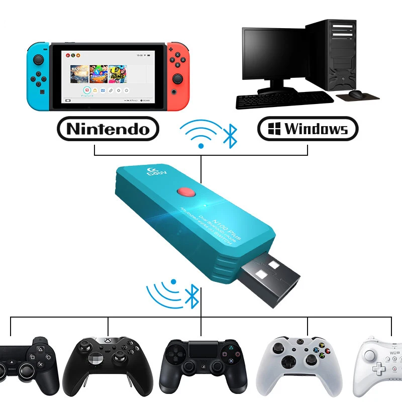 COOV N100 плюс USB беспроводной Bluetooth игровой контроллер конвертер адаптер рукоятки для переключателя/PS3/PS4/Joy-Con/Xbox/PC Plug And Play