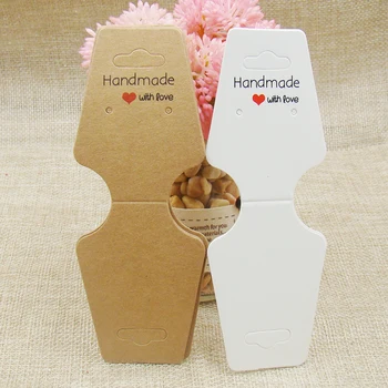 

white /kraft Jewelry Display Cards Printed handmade with love Hanging Customized Wholesale Necklace Bracelet earring Packaing