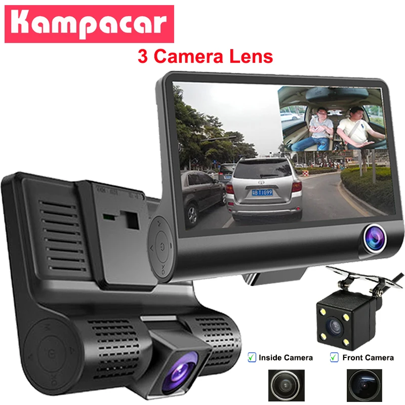 

Kampacar 3 in 1 Car Dvr Mirror For Cars 3 Camera Lens 4.0 Inch Video Recorder Dual Dash Cam Auto Registrator 1080P Rearview DVRs