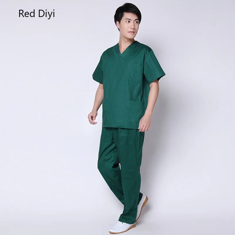 

Scrub uniforms dentistry Surgical Gown suit Medical clothing for men green Short Sleeve Summer Workwear