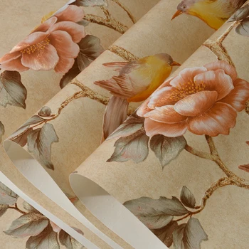 

PAYSOTA American Bird Language Flower Essence TV sofa Background Wall Paper 3D Bedroom Living Room Non-woven Wall Paper Roll