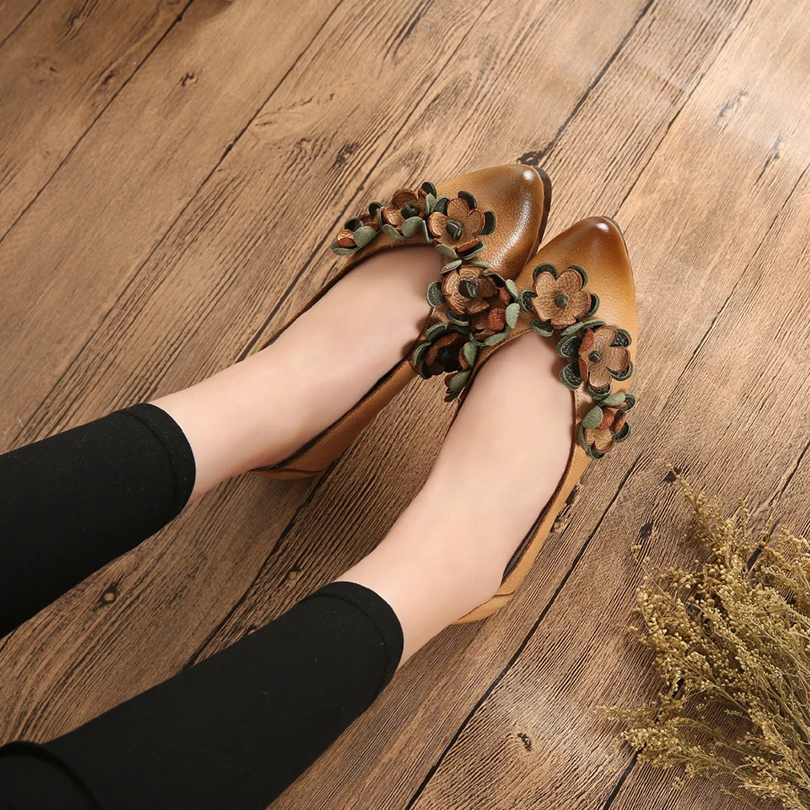 

women 2019 genuine leather flats heel slip on driving flower shoes spadrilles moccasins toe loafers sapatilha espadrillas 5567