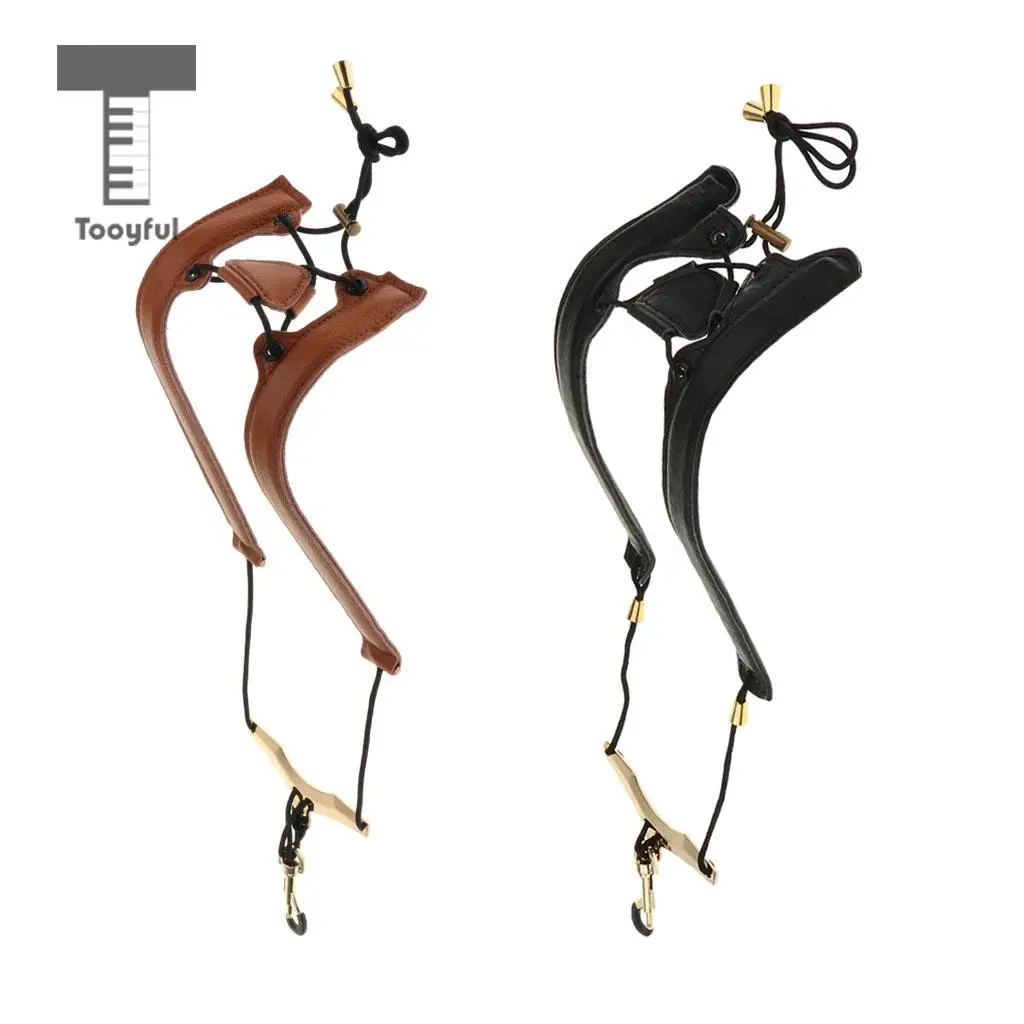 Tooyful Adjustable Leather Shoulder Sax Neck Strap Belt for Tenor Alto Saxophone with Buckle Saxophone Parts Accessories