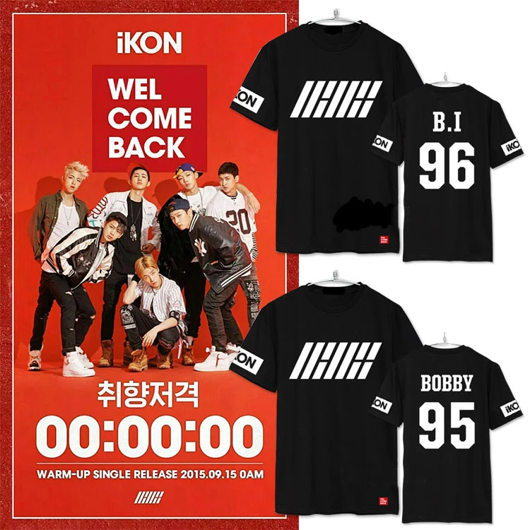 Yg Ikon Kpop 2015 Welcome Back T Shirt Kpop Ikon Fashion Logo Clothes T Shirt B I Bobby Bi Show Me The Money Winner Team B Shirt Couple Clothes Watershirt Sleeve Aliexpress