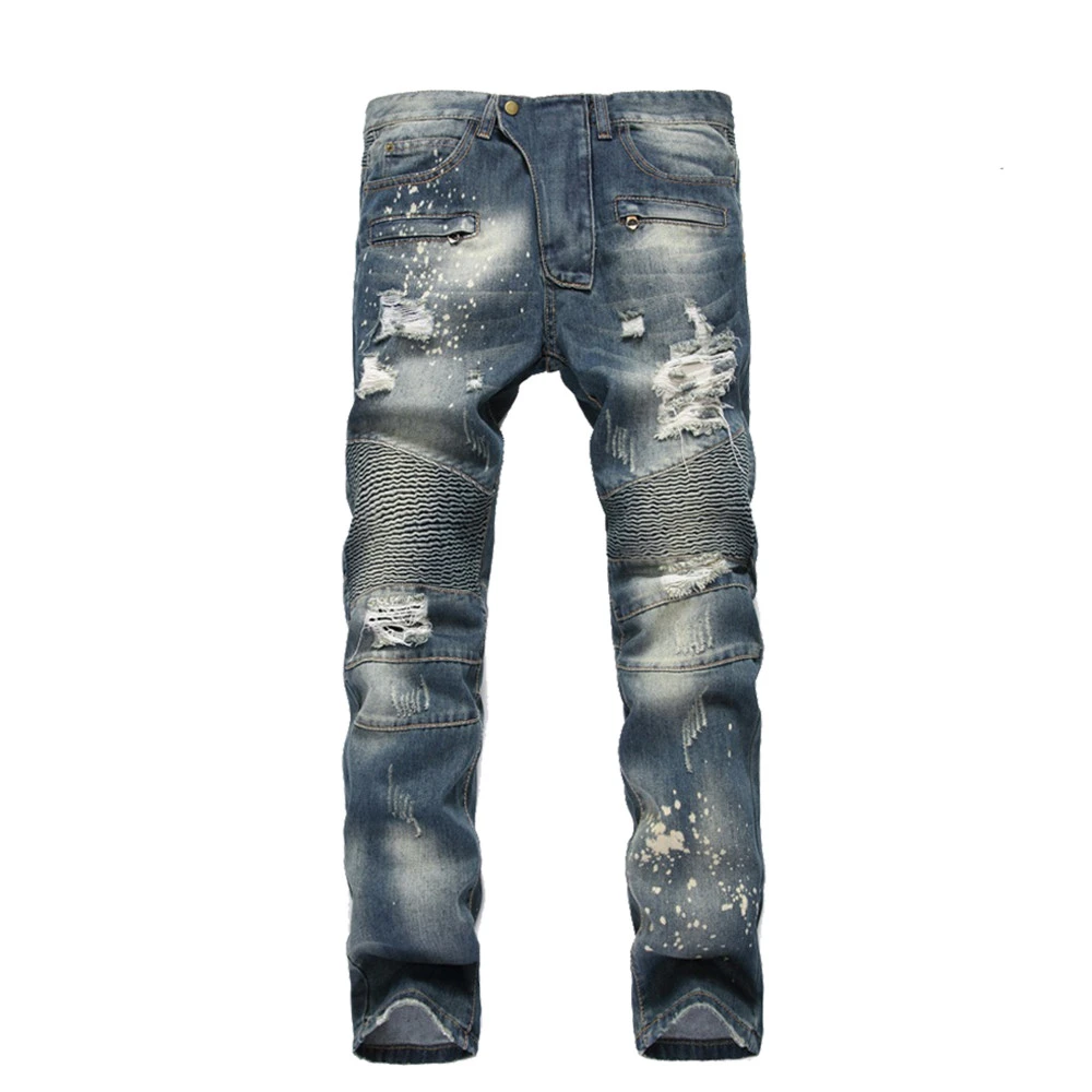 bleached biker jeans