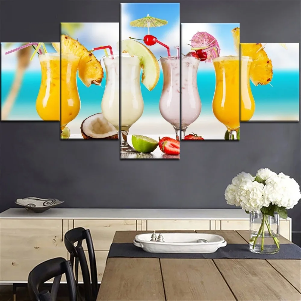 

Zhuistar multi photo 5 panel diy "Summer Tropical Juice" diamond square / round inlaid diamond embroidery home decoration