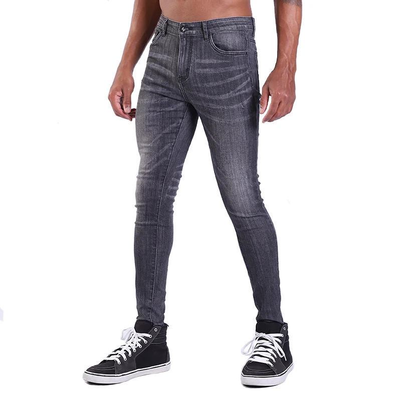 Одиночные дорожные супер обтягивающие джинсы для мужчин, новинка, мужские черные байкерские джинсы, уличная одежда, Стрейчевые джинсовые штаны, облегающие мужские джинсы, бренд Homme - Цвет: Grey Skinny Jeans
