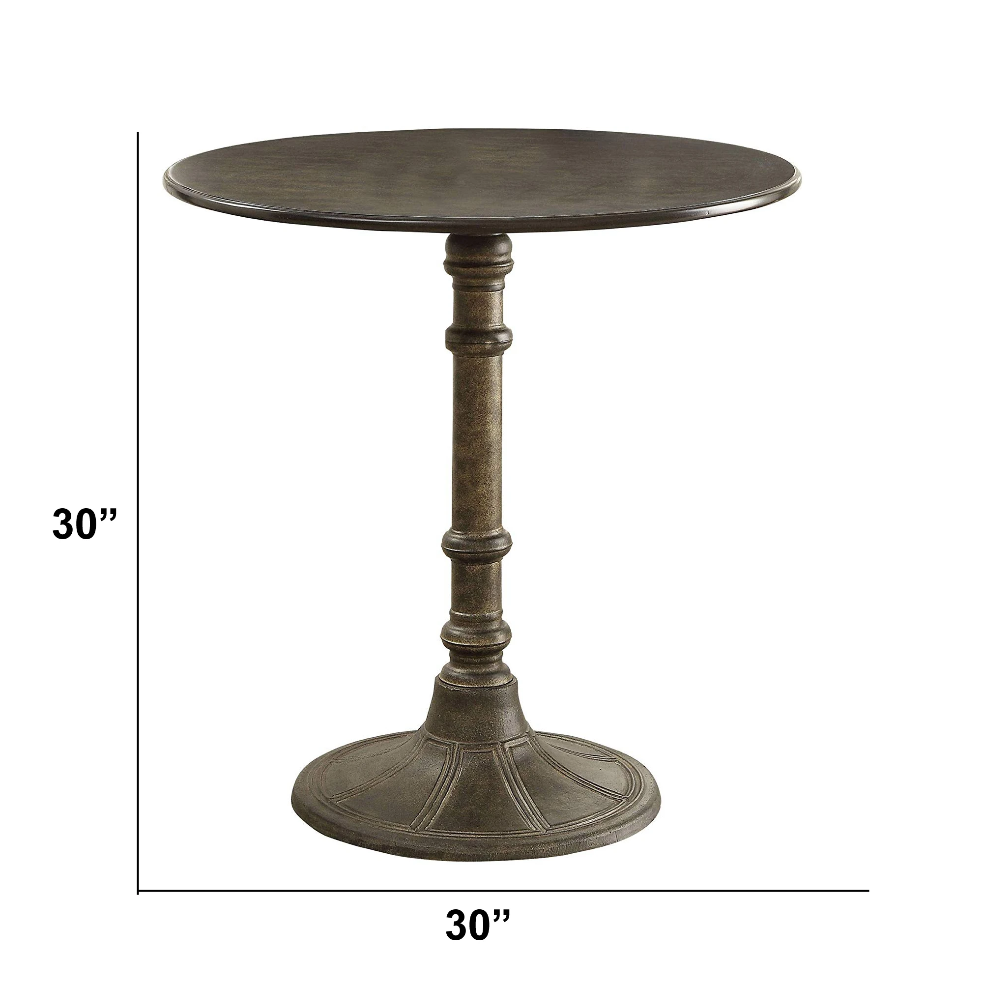 Round Transitional Metal Bistro Dining Table, Bronze (4)