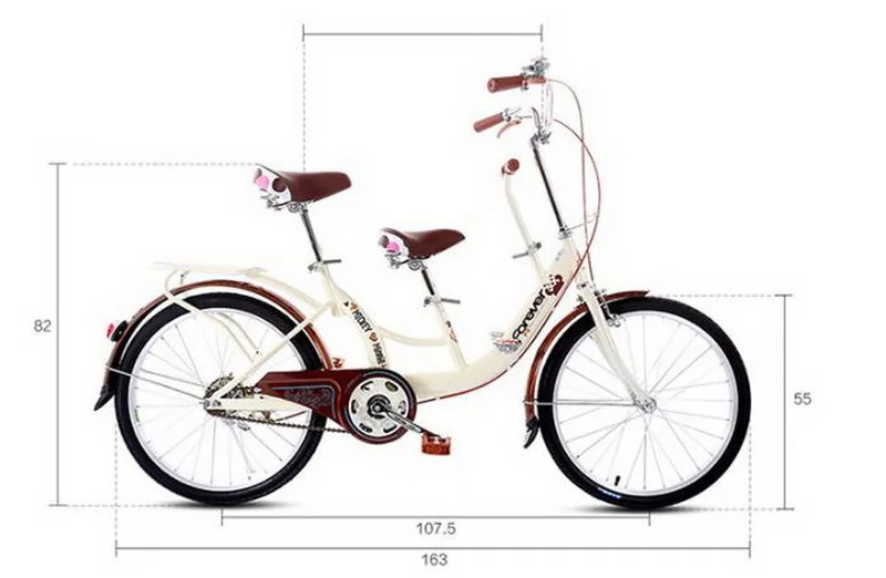 Top Venividivici 22/24 inch Rubber tires Ladies bikes parent-child bike double person bike Electroplated child pedal 3