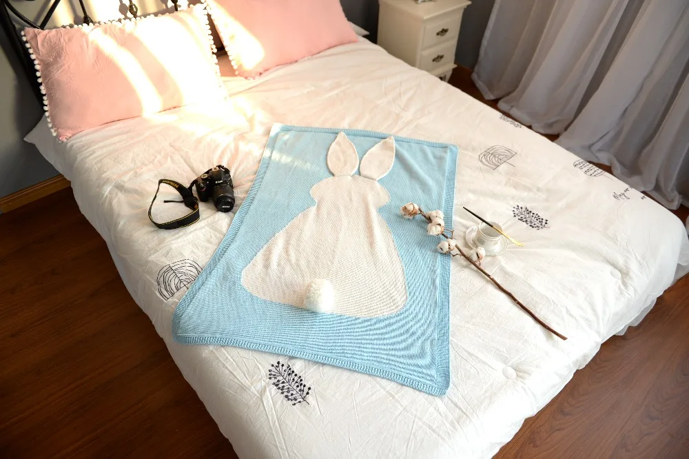 Детское одеяло, вязаное Пеленальное Одеяло для новорожденных, одеяла с кроликами, супер мягкое детское постельное белье, одеяло для кровати, дивана, корзины, коляски