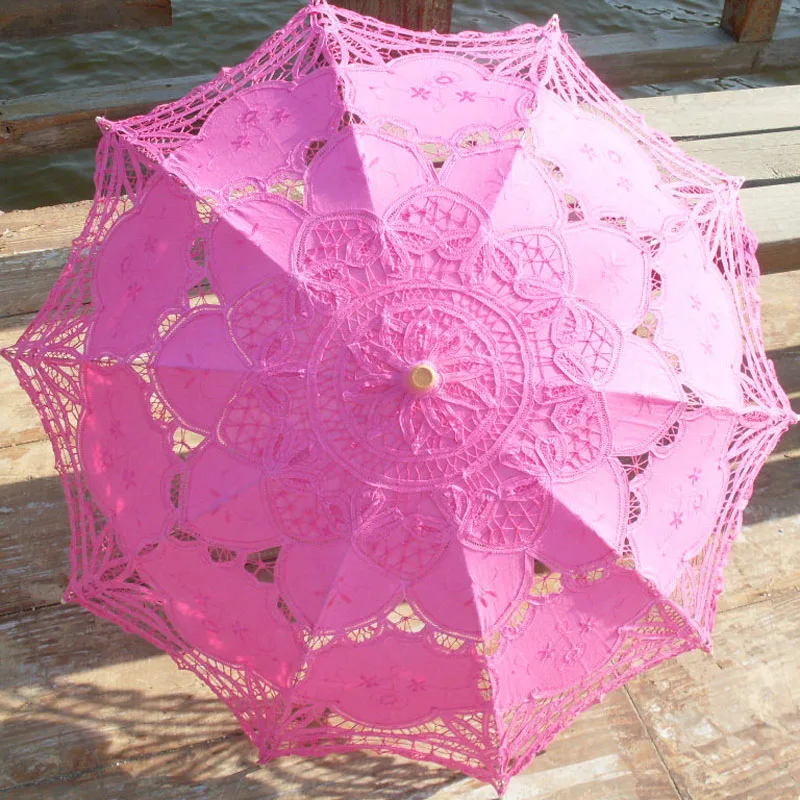 US $422.71 30pcs Classic Multicolor Noble Elegant Palace Style Long Arm Wedding UmbrellaEmbroidery Gingham Lace Parasol ZA4966