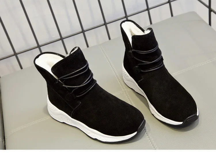 Women Snow Boots Winter Fur Ankle Boot Female Warmer Plush Suede Rubber Flat Slip On Fashion Platform Ladies Shoes